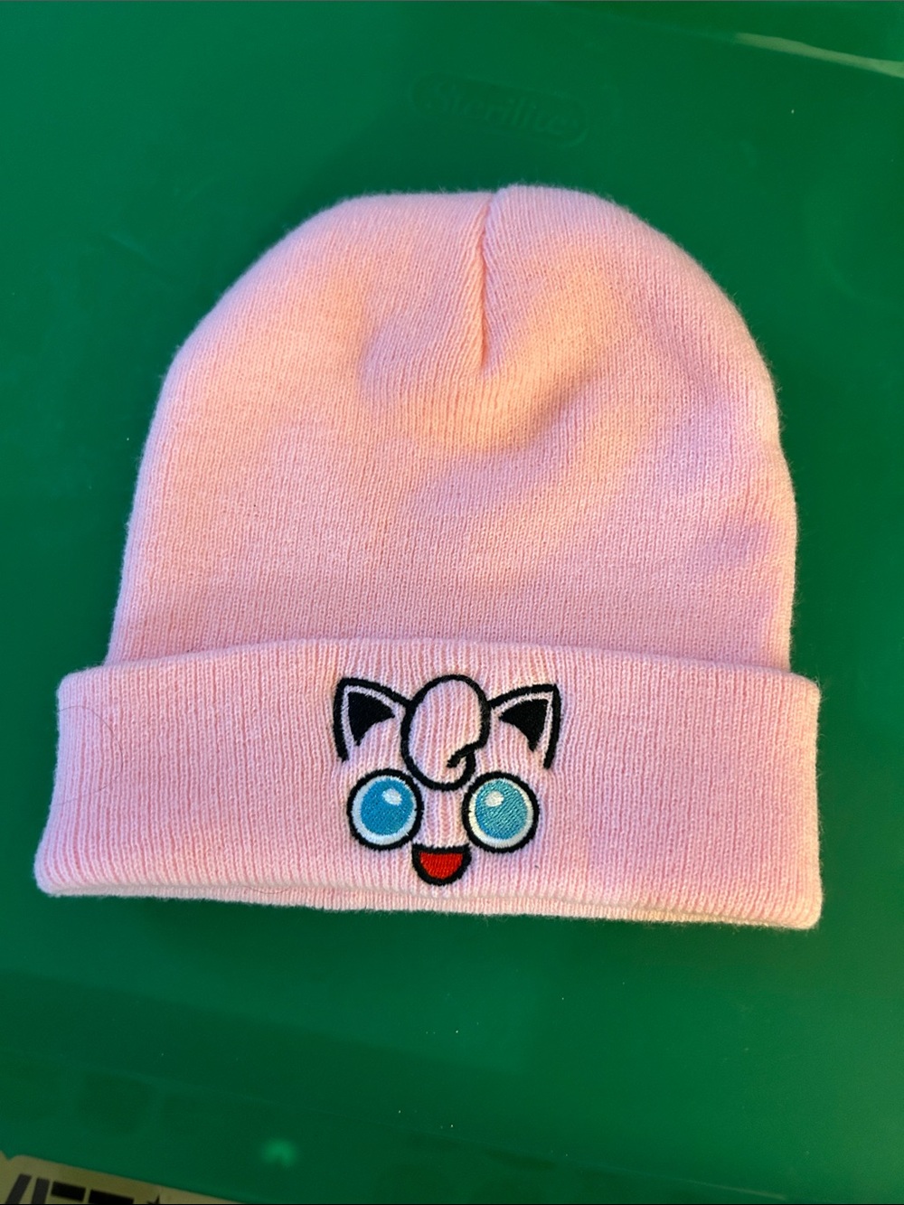 Pokemon Pink Jigglypuff Embroidered Cuffed Beanie